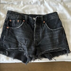 Levi’s Black Denim Distressed Women Shorts